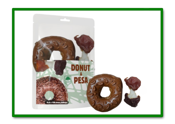 PACK DONUT Y PESA (POLLO  ZANAHORIA Y POLLO  PATO) PARA PERRO