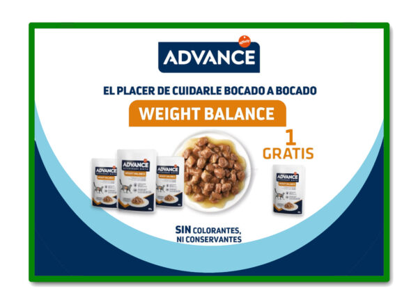 ADVANCE VETERINARY DIETA HUMEDA PARA GATO WEIGHT BALANCE 0.085kg PROMO 3+1