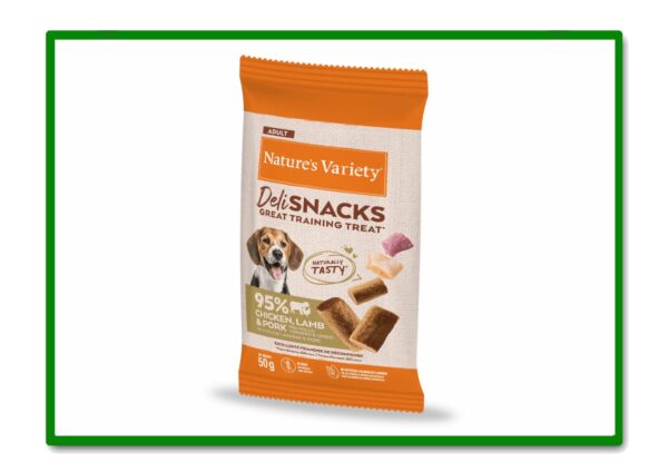 DELI SNACKS NATURALES ADULTO DE CORDERO-POLLO-CERDO PARA PERRO 0.50gr
