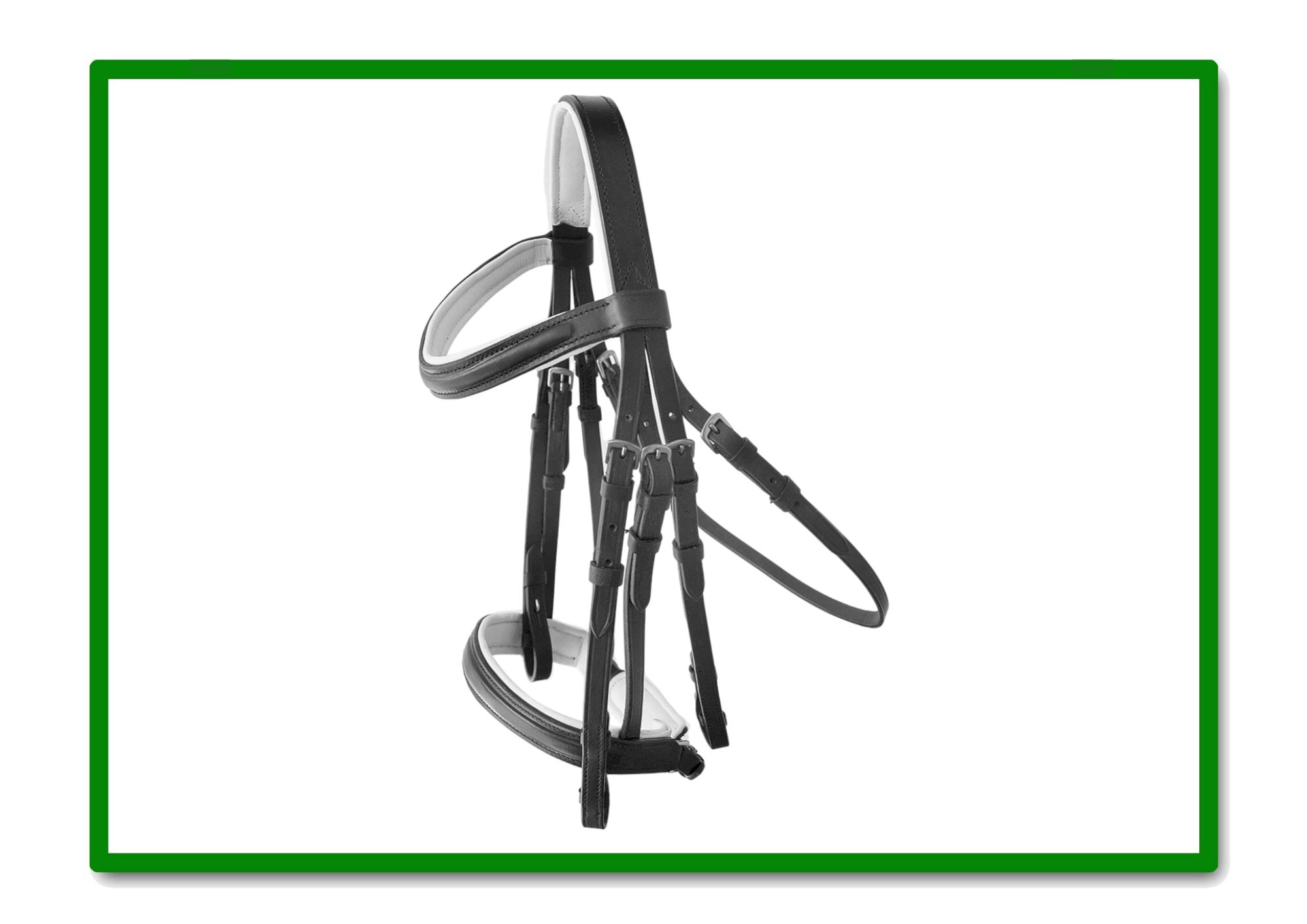 CABEZADA INGLESA HH AYRA DOBLE RIENDA NEGRO/BLANCO TALLA FULL